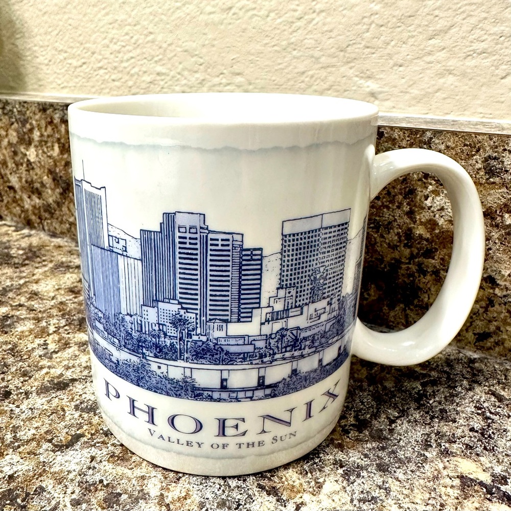 Starbucks Phoenix City Architecture Collector Series 18oz Blue/White Coffee Mug